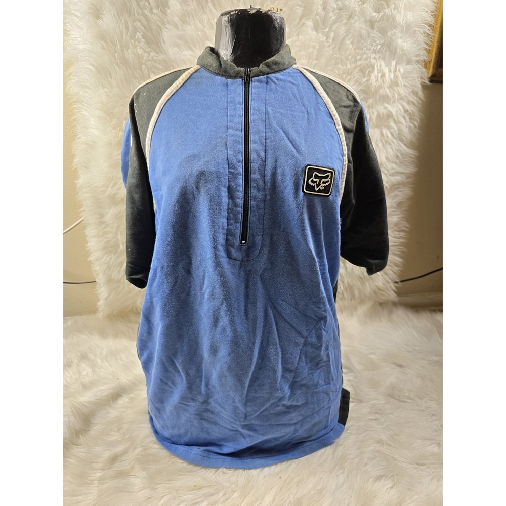 Vintage Fox Racing Cycling Shirt Short Sleeve 1/4 Zip Mesh Polyester Size Xxl